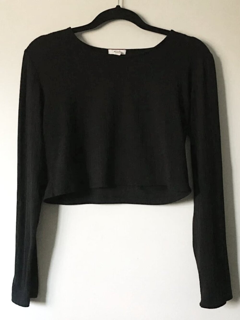 ARDENE Black Ribbed Knit Crop Top L Streetwear Mall Goth